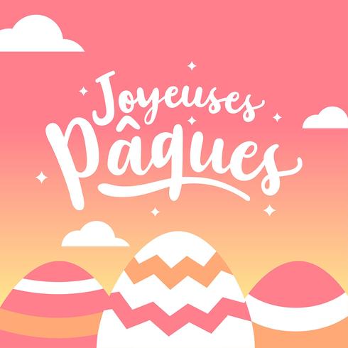 Tipografia di Hand Lettering Joyeuses Pâques vettore