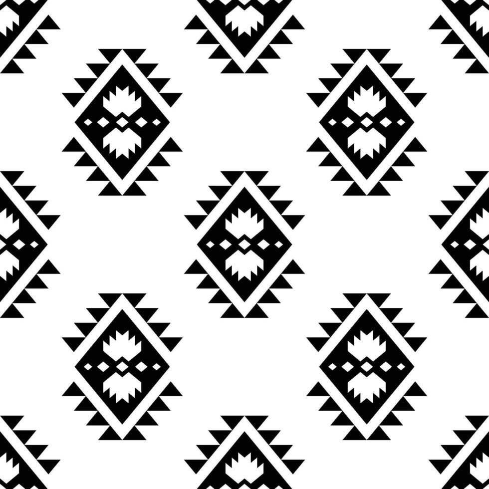 senza soluzione di continuità confine ripetere modello con unico etnico fondale design. azteco e navajo tribale stile. nero e bianca colore. design per tessile, tessuto, tenda, tappeto, camicia, telaio. vettore