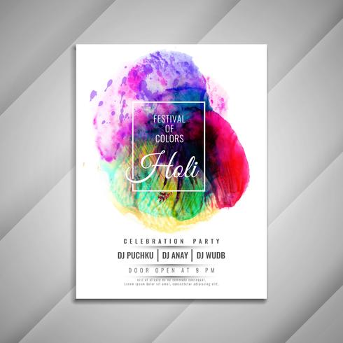 Modello di disegno astratto elegante felice Holi celebrazione flyer vettore