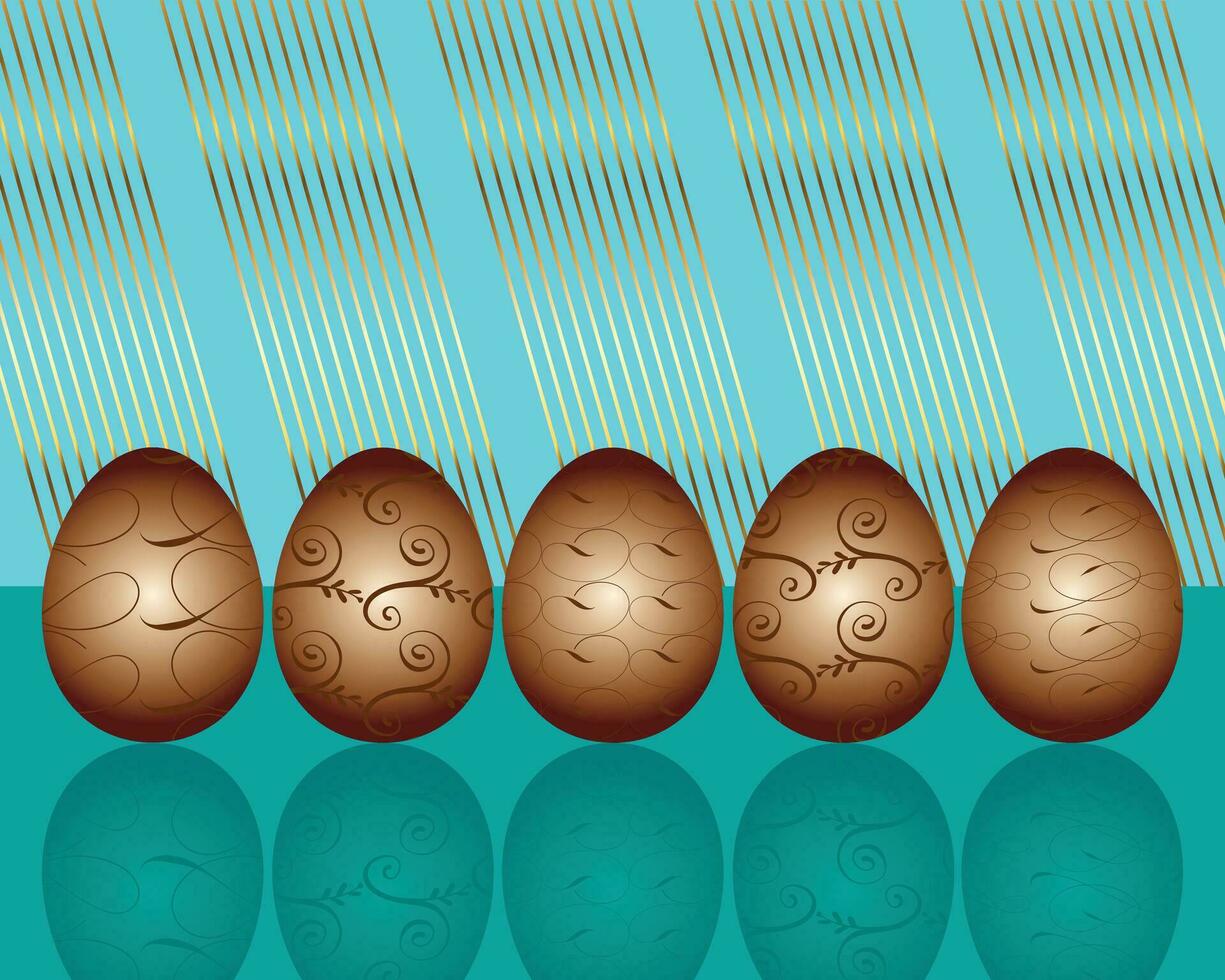 vettore illustrazione con impostato di Pasqua cioccolato uova nel blu sfondo