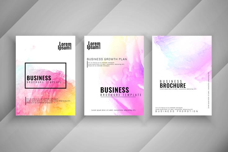 Insieme di modelli di brochure business elegante acquerello astratto vettore