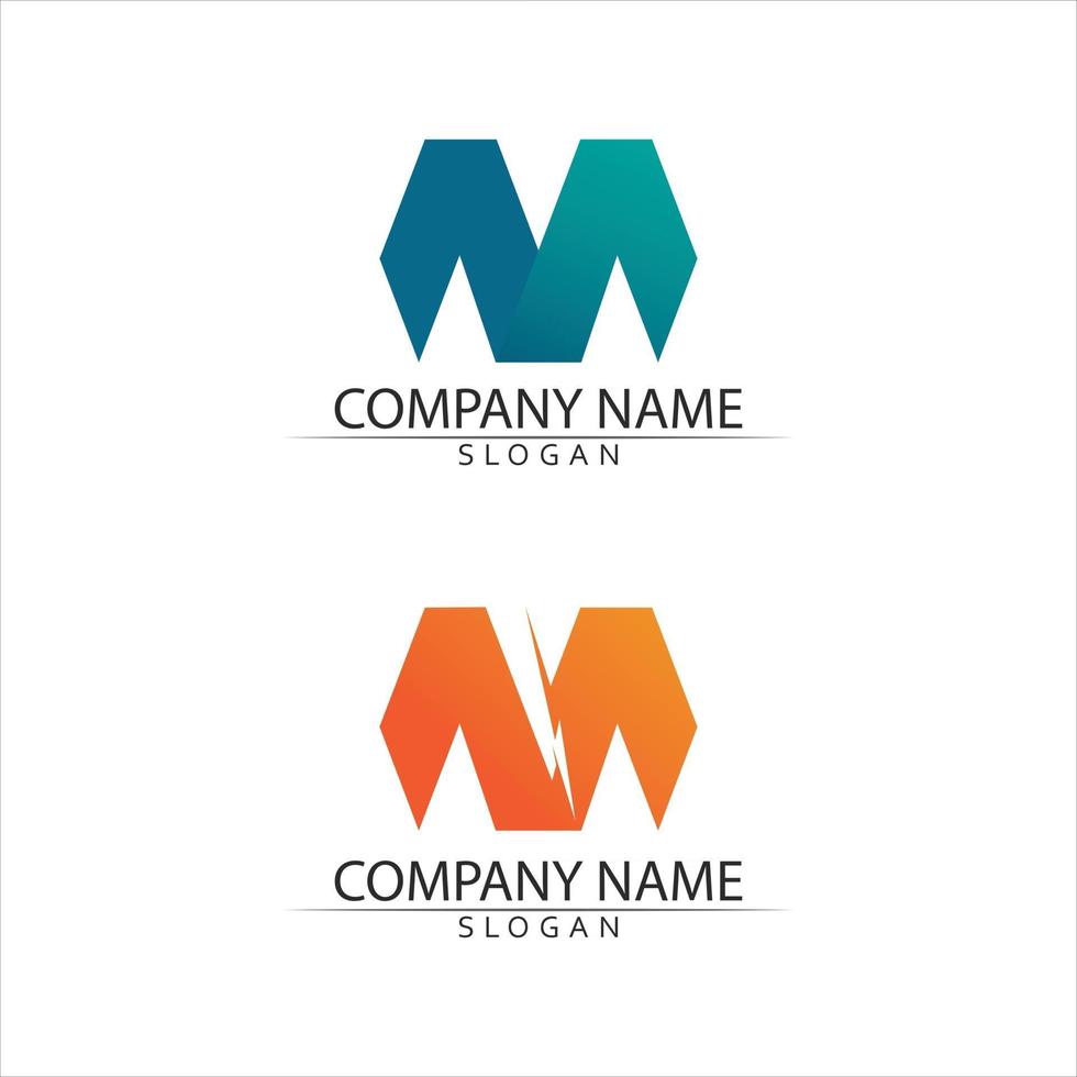 m lettera logo modello e set di caratteri logo design per affari vettore