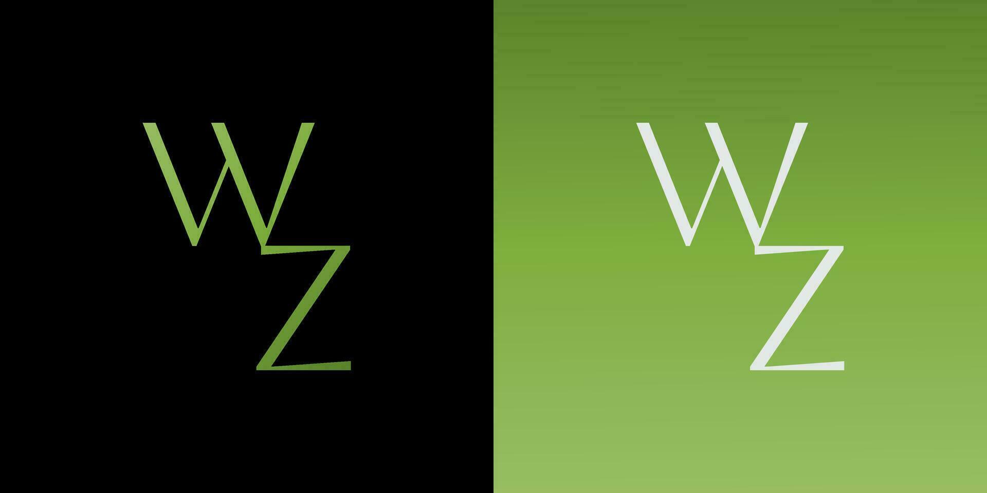 iniziale lettera wz logo con verde pendenza. wz logo design modello vettore