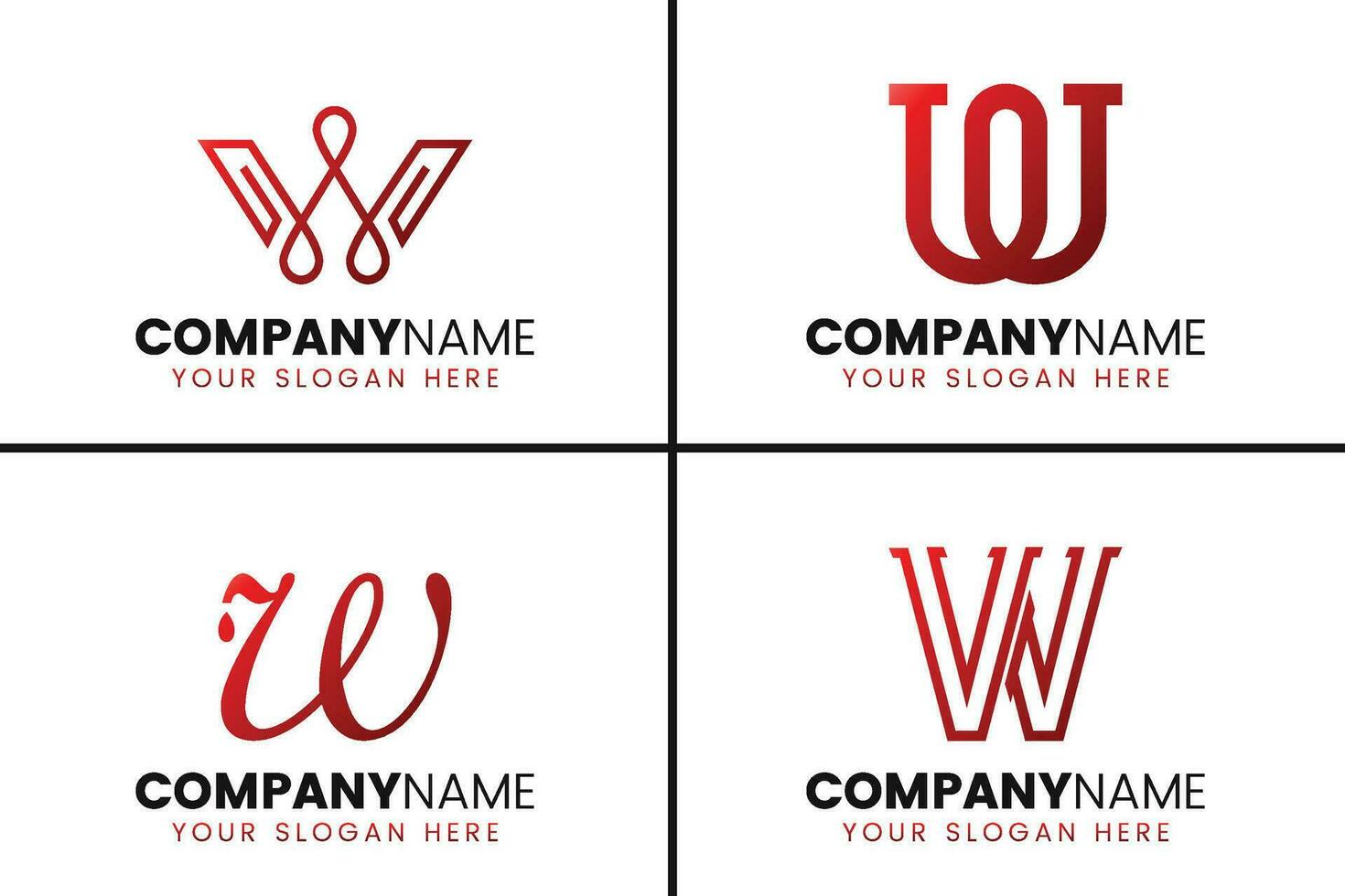 creativo monogramma lettera w logo design collezione vettore