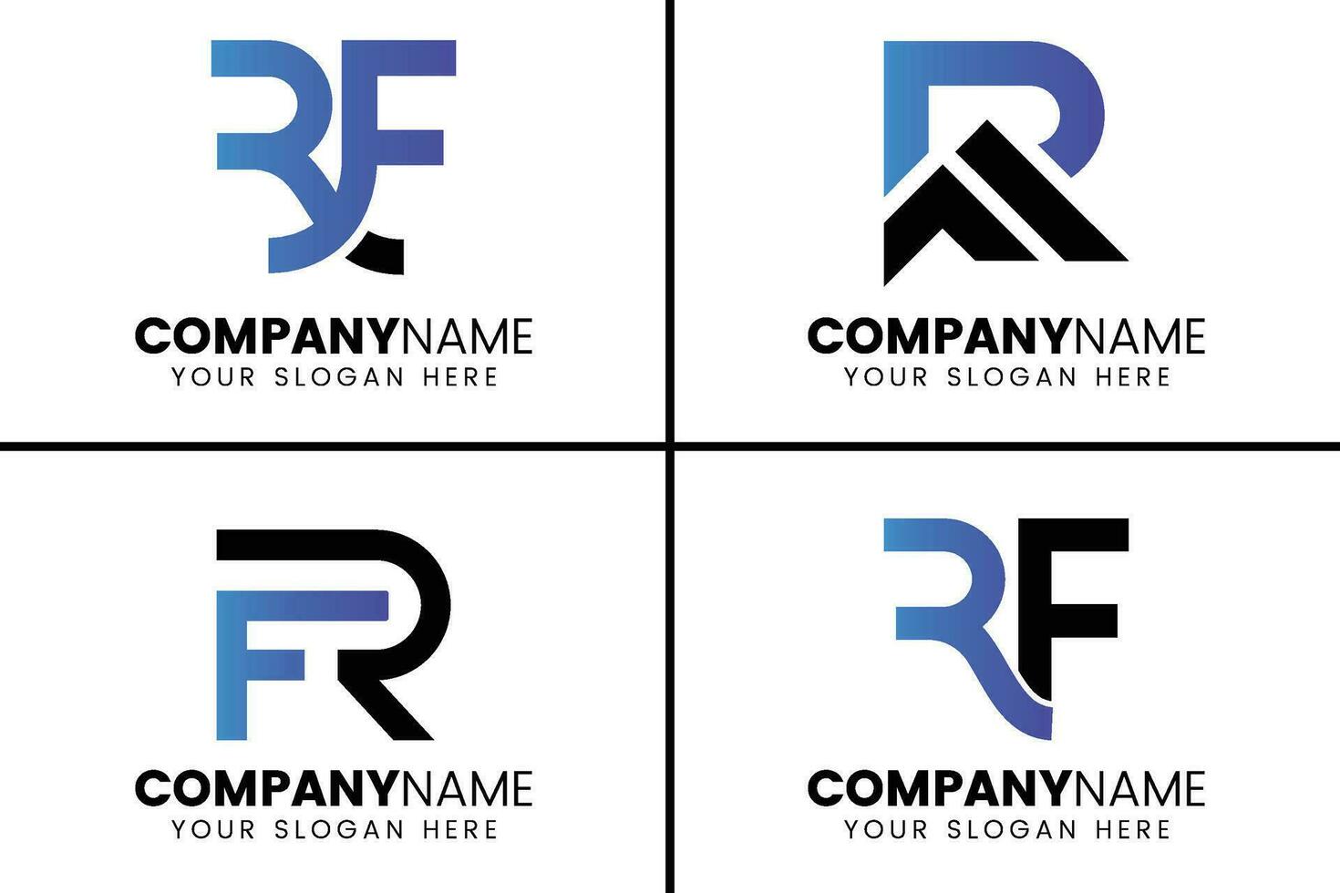 creativo monogramma lettera rf logo design vettore