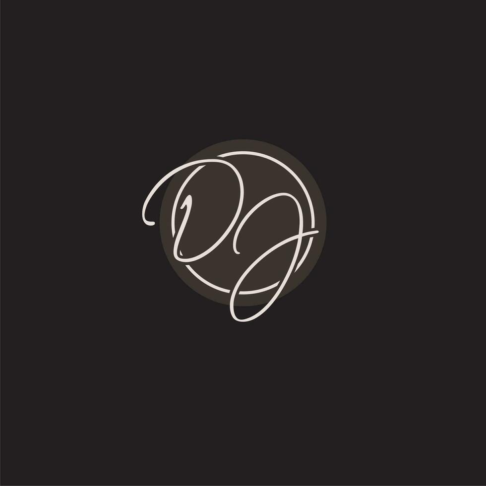 iniziali dj logo monogramma con semplice cerchio linea stile vettore