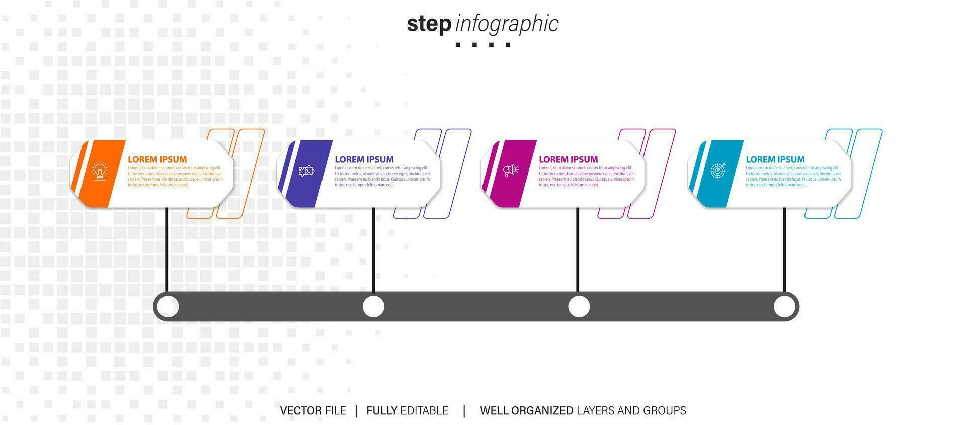 collezione di colorato Infografica può essere Usato per flusso di lavoro disposizione, diagramma, numero opzioni, ragnatela design. Infografica attività commerciale concetto con opzioni, parti, passaggi o processi. vettore eps 10