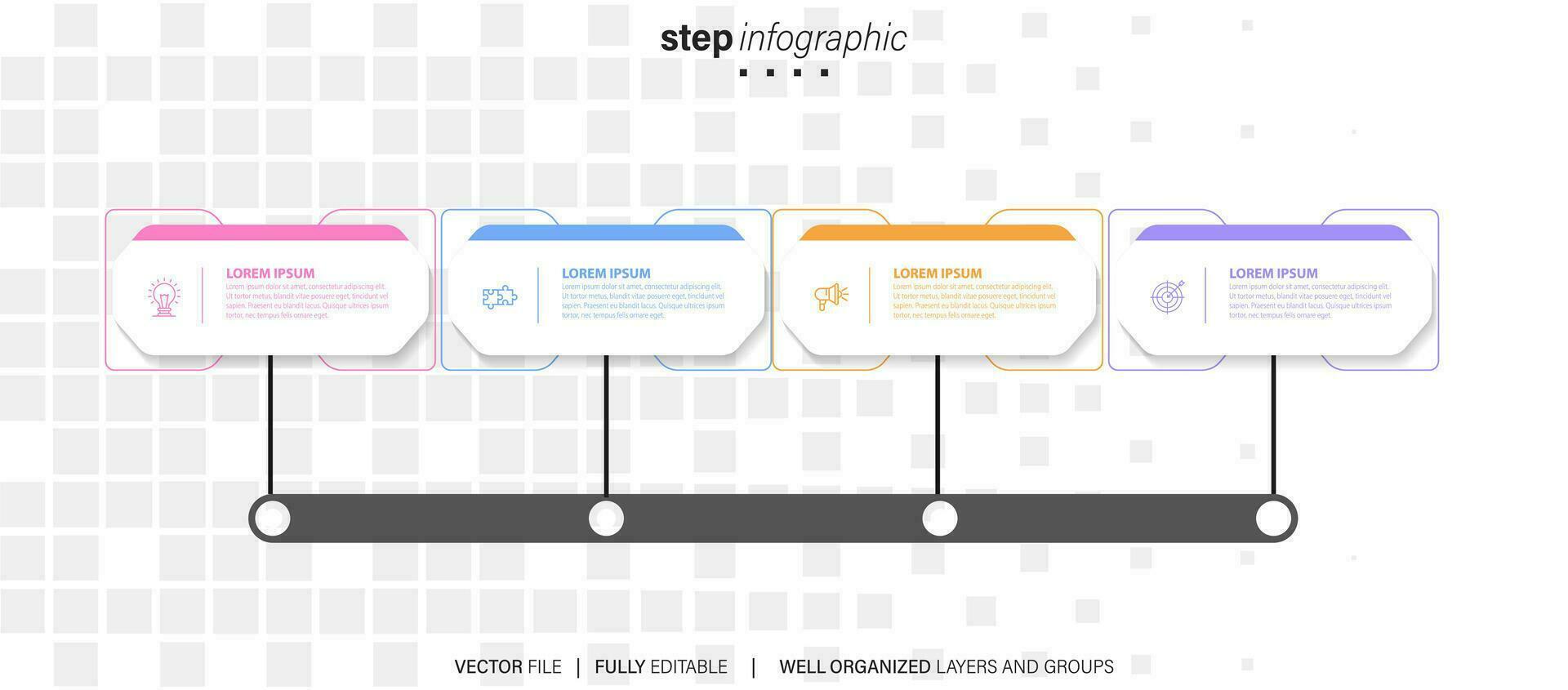 collezione di colorato Infografica può essere Usato per flusso di lavoro disposizione, diagramma, numero opzioni, ragnatela design. Infografica attività commerciale concetto con opzioni, parti, passaggi o processi. vettore eps 10