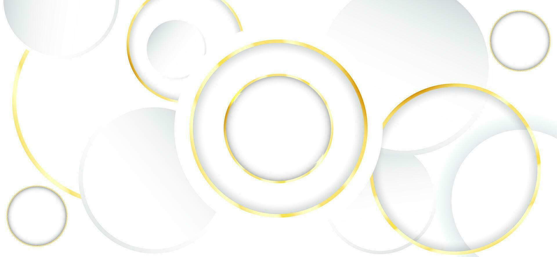 astratto lussuoso sovrapposizione cerchio d'oro con curva Linee oro su design bianca sfondo. vettore illustrazione