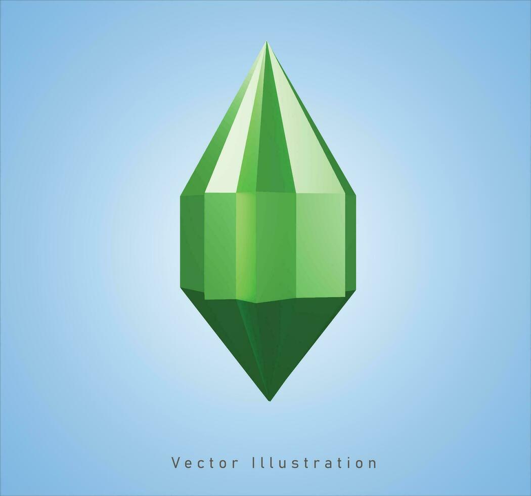 verde cristallo nel 3d vettore illustrazione