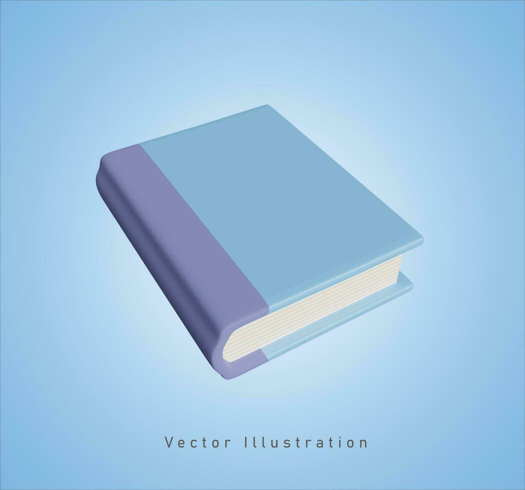 blu libro nel 3d vettore illustrazione