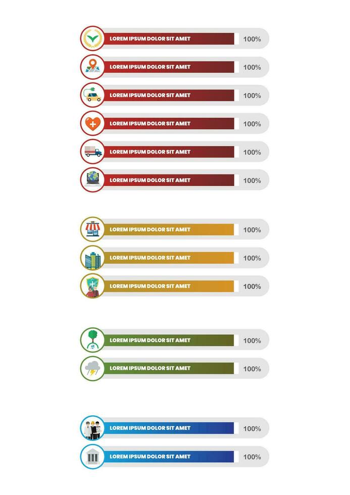 impostato di icona con bar grafico modello vettore