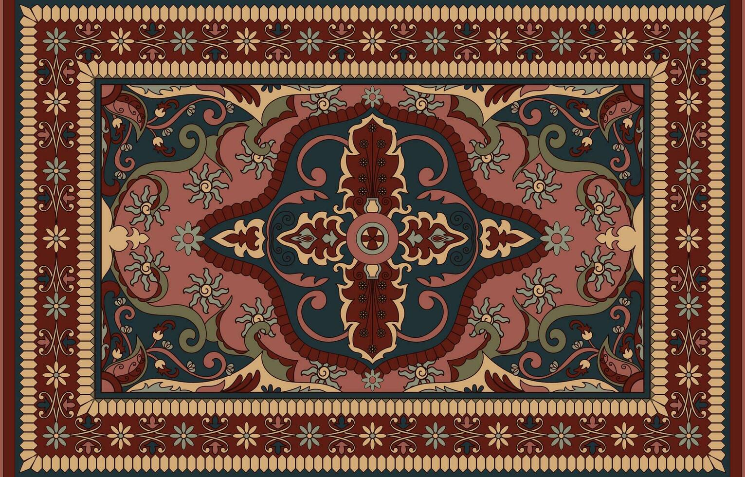 colorato ornamentale vettore design per tappeto, tapis, yoga stuoia. geometrico etnico clipart. arabo ornamentale tappeto con decorativo elementi.persian tappeto,