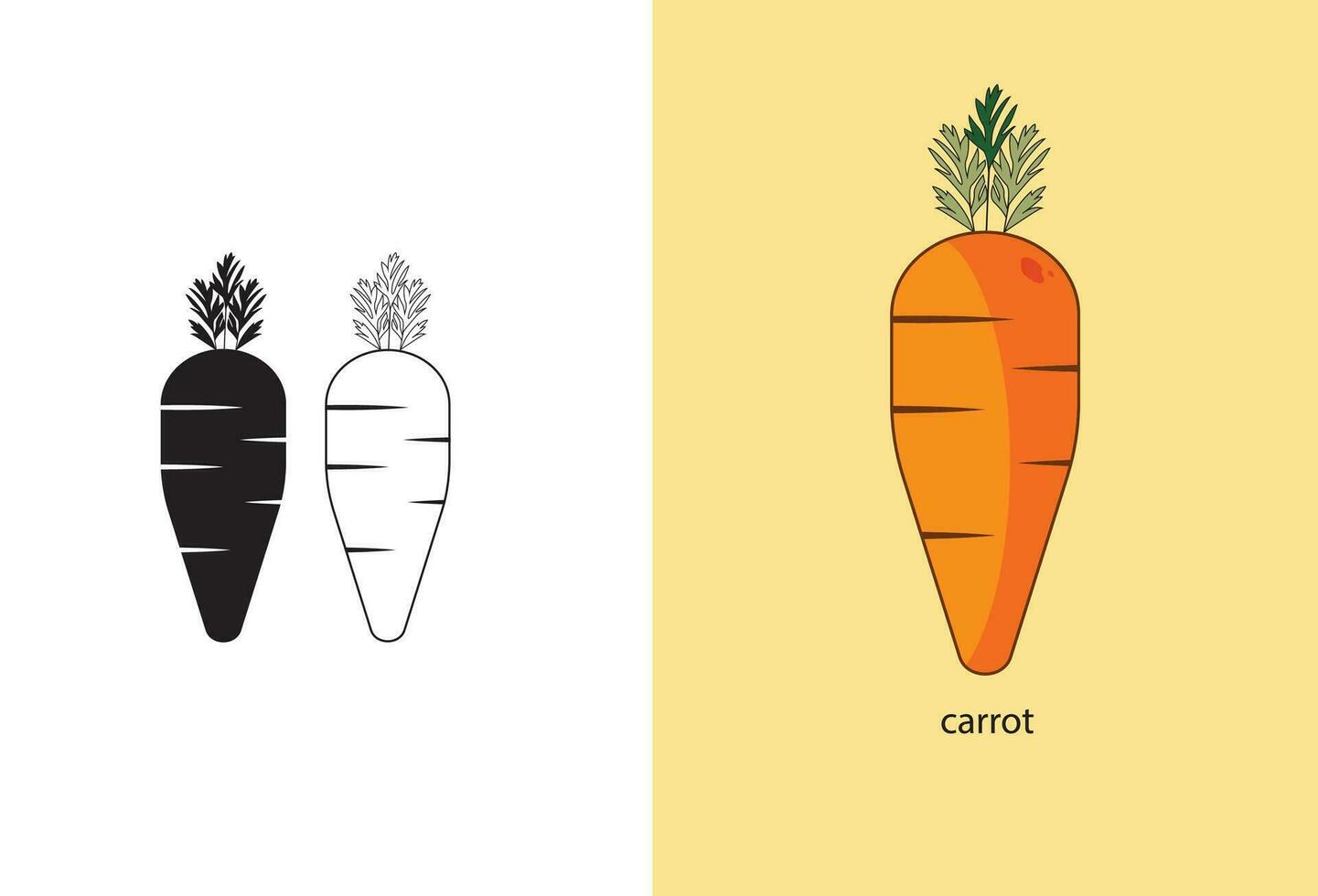 un' vettore illustrazione di un' maturo carota, che rappresentano un' ricco di vitamine verdura e biologico cibo, con suo caratteristica arancia colore, isolato su un' bianca sfondo.