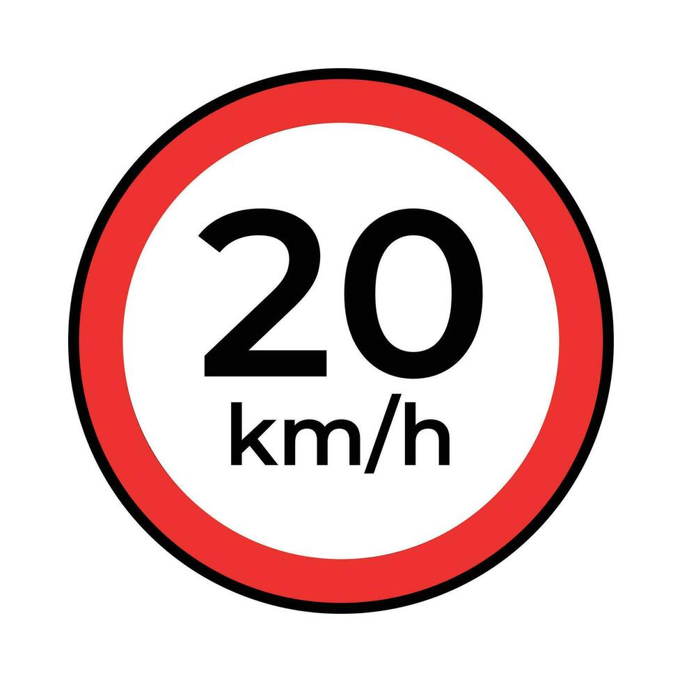 vettore traffico o strada cartello velocità limite 20, semplice design su bianca sfondo.