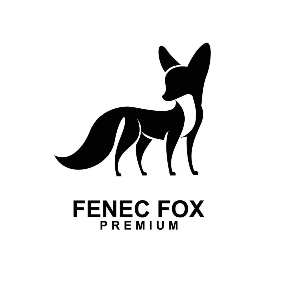 fennec Volpe logo icona design illustrazione negativo nero bianca vettore