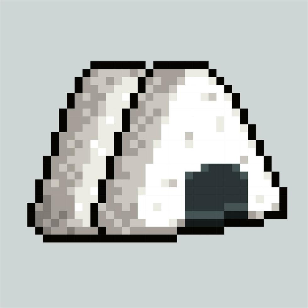 pixel arte illustrazione onigiri. pixelated onigiri. giapponese onigiri riso cibo icona pixelated per il pixel arte gioco e icona per sito web e video gioco. vecchio scuola retrò. vettore