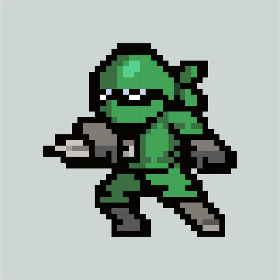 pixel arte illustrazione ninja. pixelated ninja. ninja icona pixelated per il pixel arte gioco e icona per sito web e video gioco. vecchio scuola retrò. vettore
