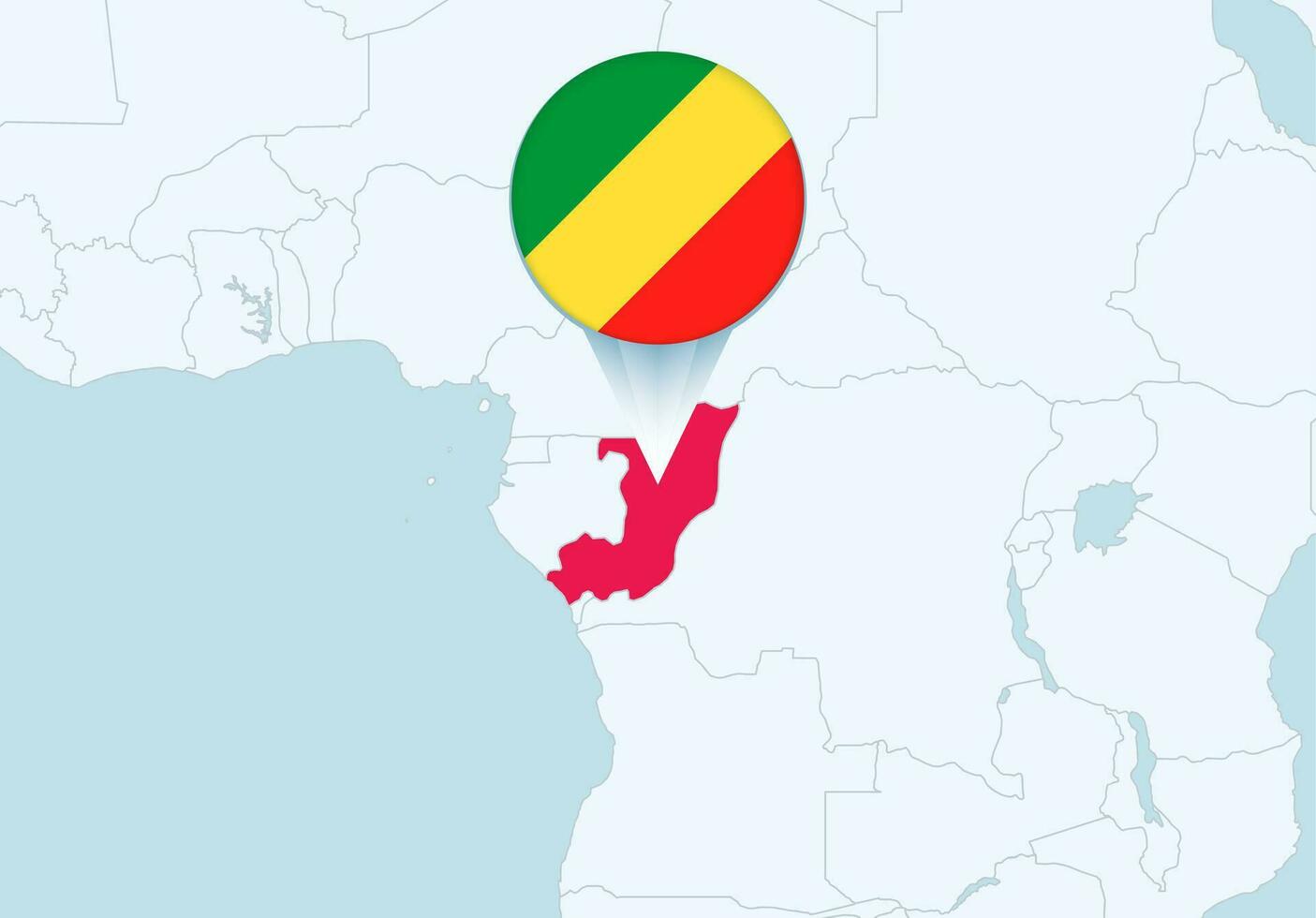Africa con selezionato congo carta geografica e congo bandiera icona. vettore