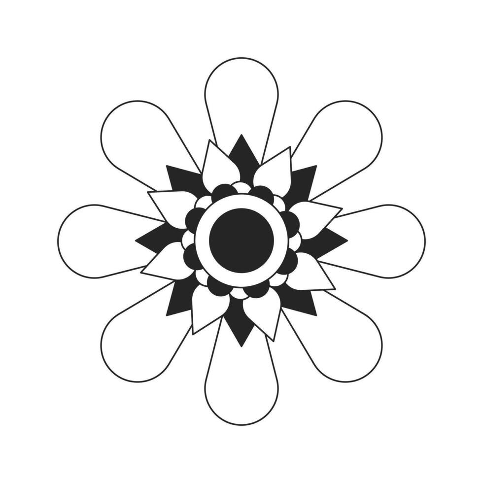 decorativo giardino fiori piatto monocromatico isolato vettore oggetto. petali e disco fiori. modificabile nero e bianca linea arte disegno. semplice schema individuare illustrazione per ragnatela grafico design