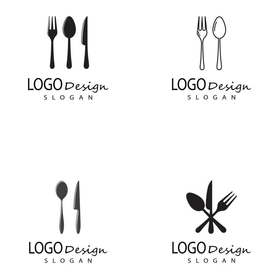 cucchiaio e forchetta logo modello illustrazione vettore