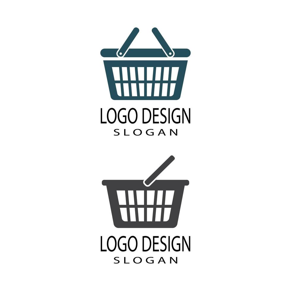 cestino negozio e carrello della spesa logo modello vettoriale illustrazione design