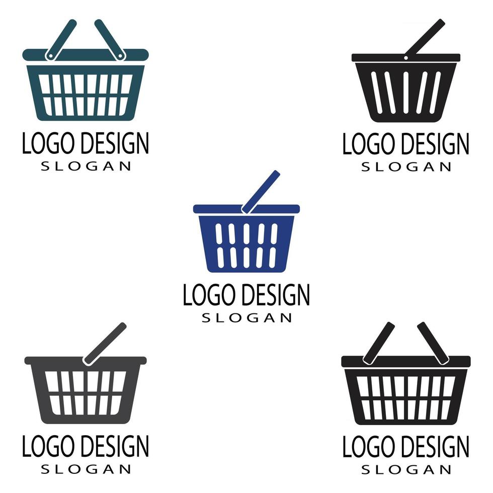 cestino negozio e carrello della spesa logo modello vettoriale illustrazione design