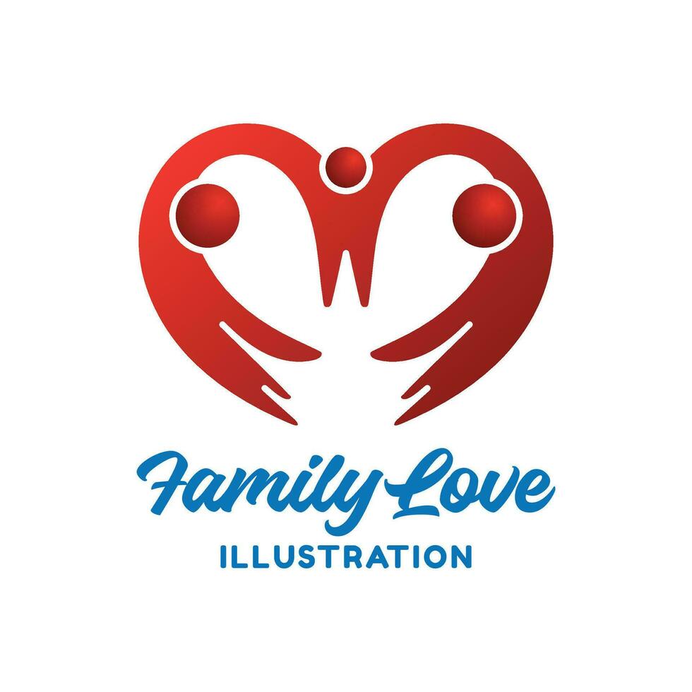 3d pendenza umano persone famiglia cuore amore per unità beneficenza fondazione icona simbolo illustrazione vettore