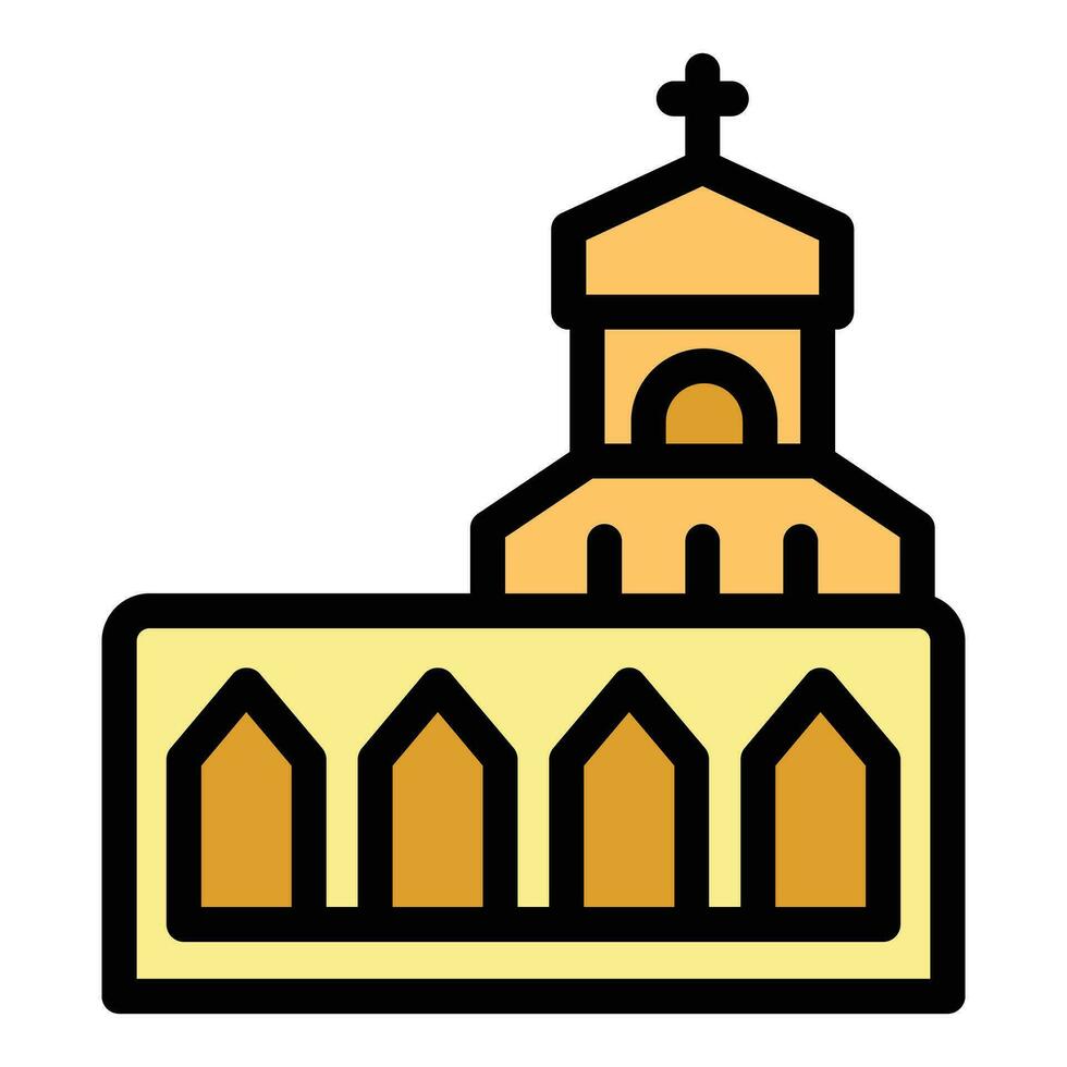 città Chiesa icona vettore piatto