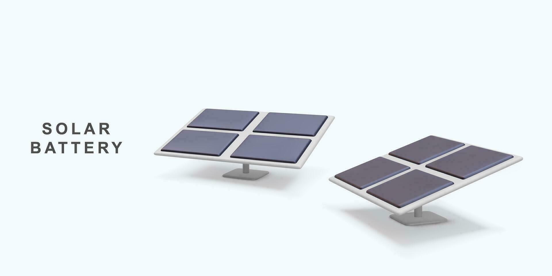 3d realistico solare pannelli energia. verde energia. pulito energia. vettore illustrazione.