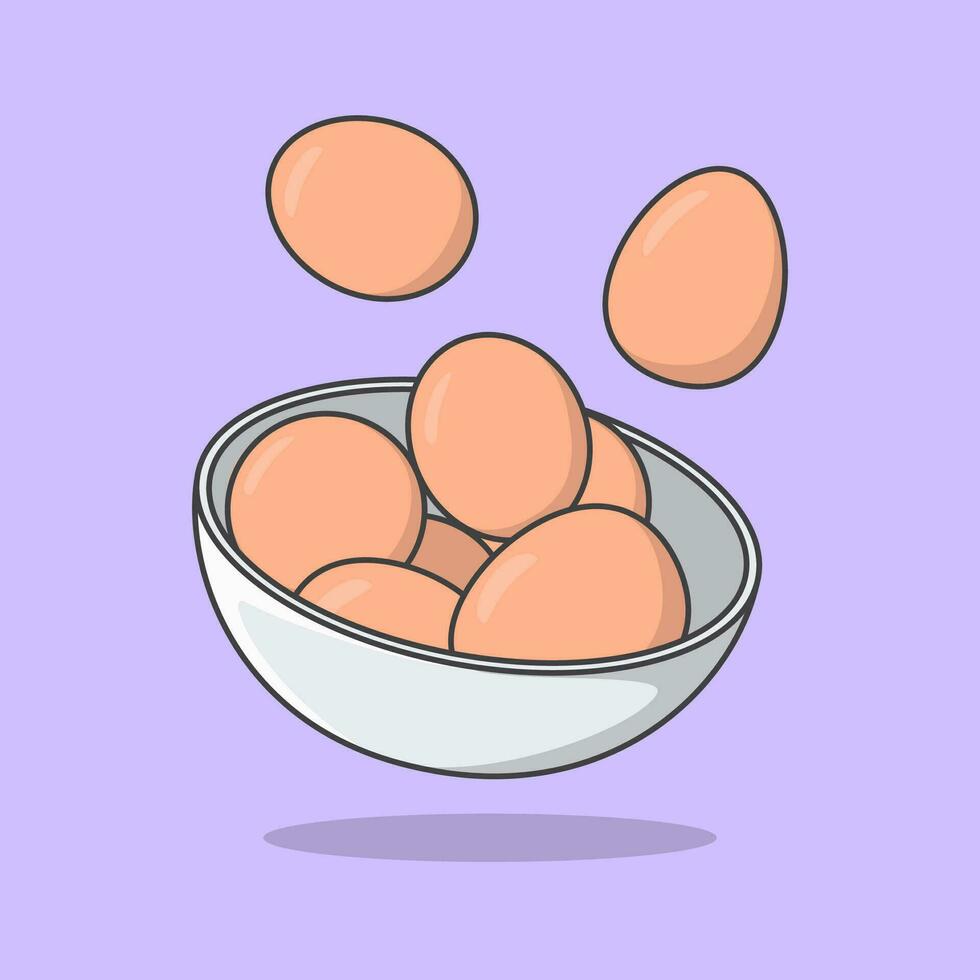 ciotola di uova vettore illustrazione. pollo uova piatto icona