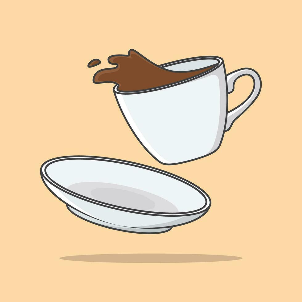 caffè tazza cartone animato vettore illustrazione. tazza di fresco caffè piatto icona schema