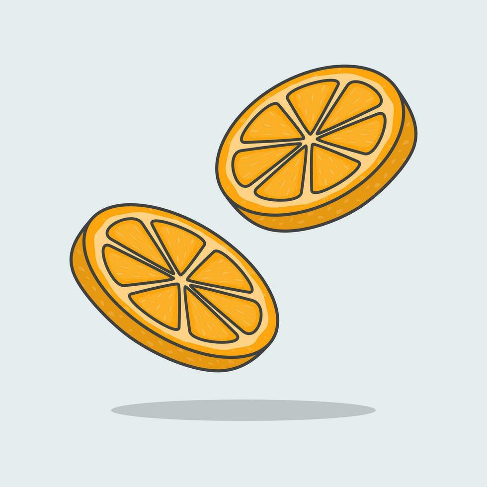 fetta di succoso arancia cartone animato vettore illustrazione. fresco arancia piatto icona schema
