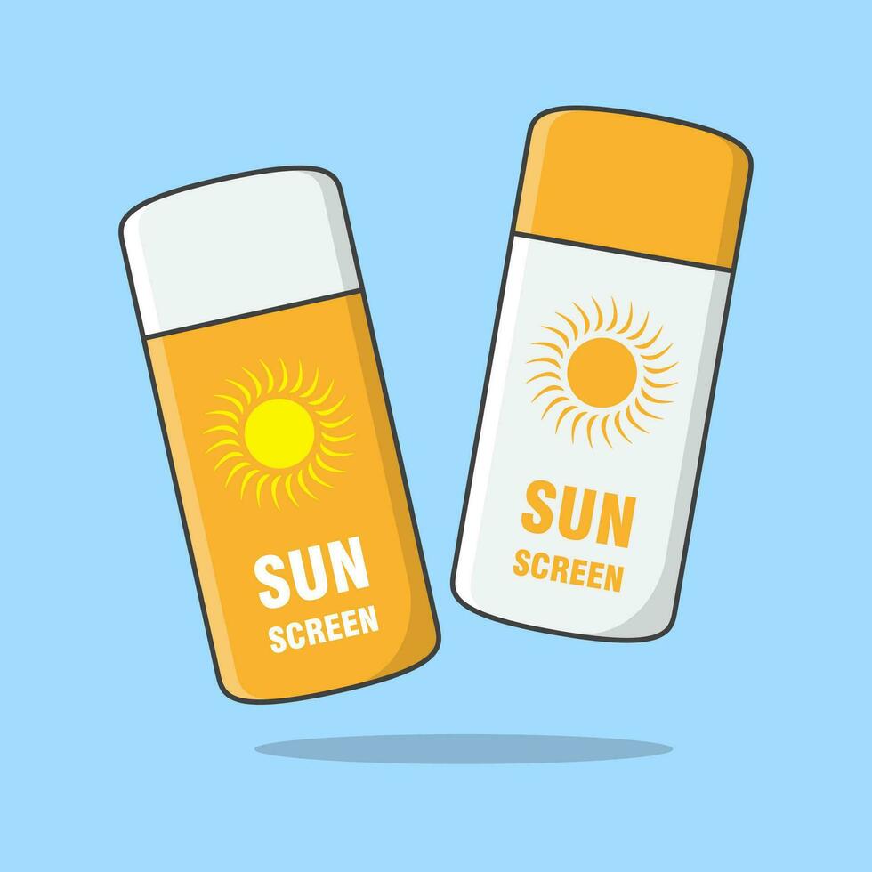 protezione solare crema cartone animato vettore illustrazione. sole protezione cosmetico Prodotto piatto icona schema. cura della pelle