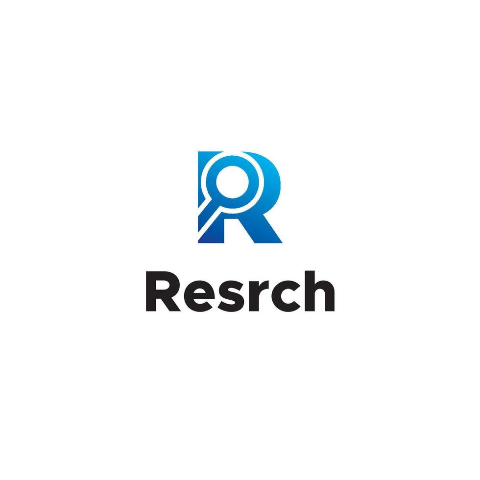 ricerca logo lettera r ingrandimento bicchiere logo design modello vettore