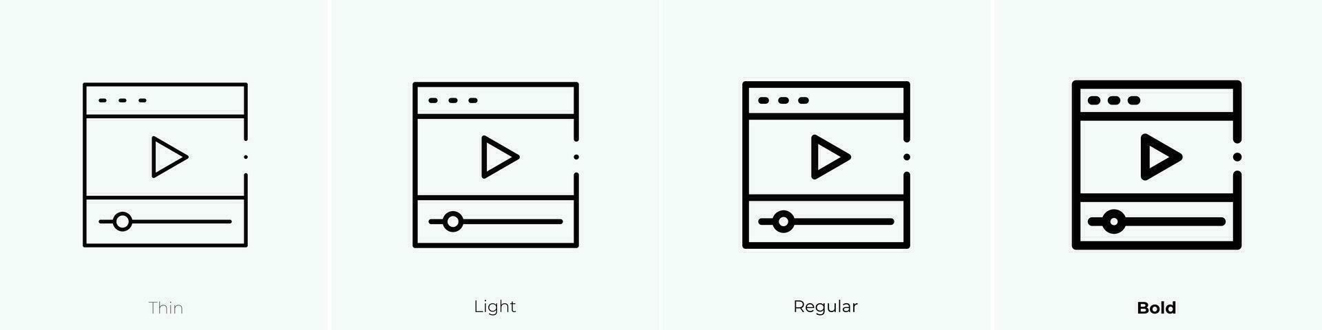 video giocatore icona. sottile, luce, regolare e grassetto stile design isolato su bianca sfondo vettore