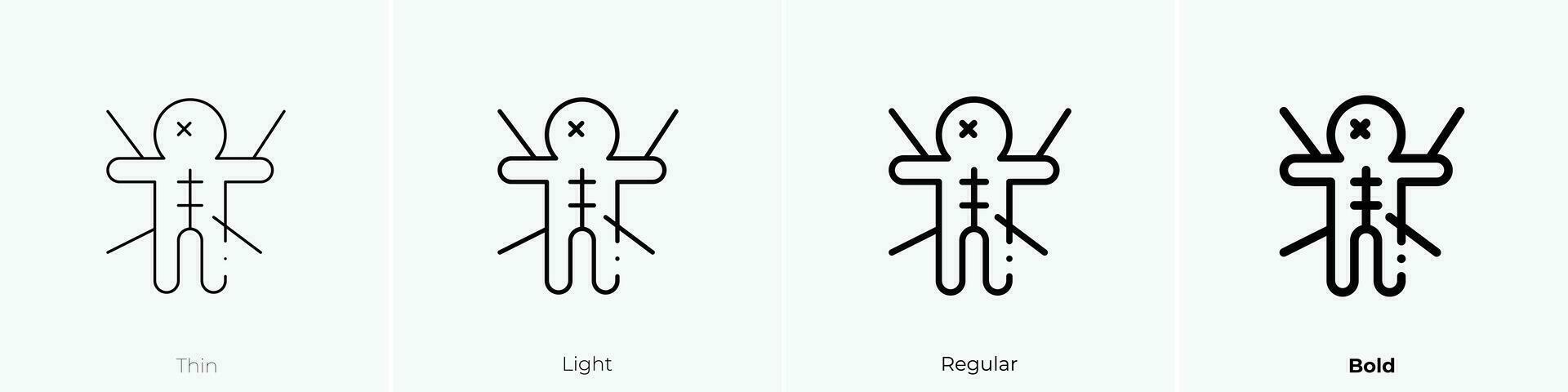 vudù Bambola icona. sottile, luce, regolare e grassetto stile design isolato su bianca sfondo vettore