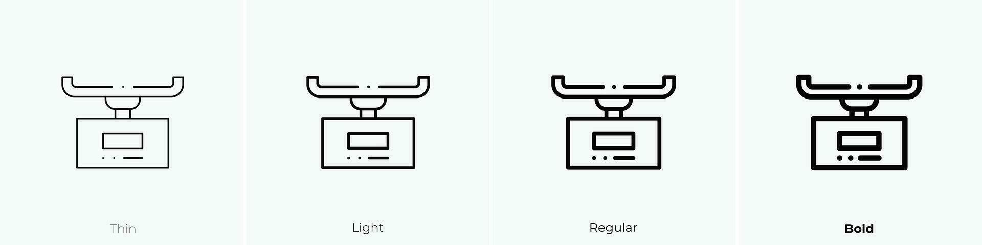 pesatura scala icona. sottile, luce, regolare e grassetto stile design isolato su bianca sfondo vettore