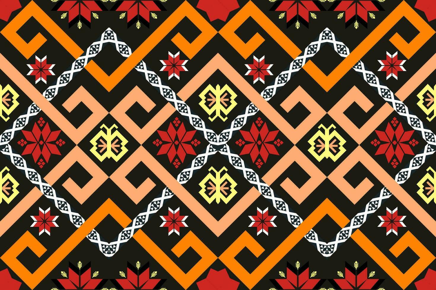 etnico astratto ikat.senza soluzione di continuità modello nel tribal.azteco geometrico modello per vivace colore.colorato geometrico ricamo per prodotti tessili,tessuto,abbigliamento,sfondo,batik,maglieria,moda vettore