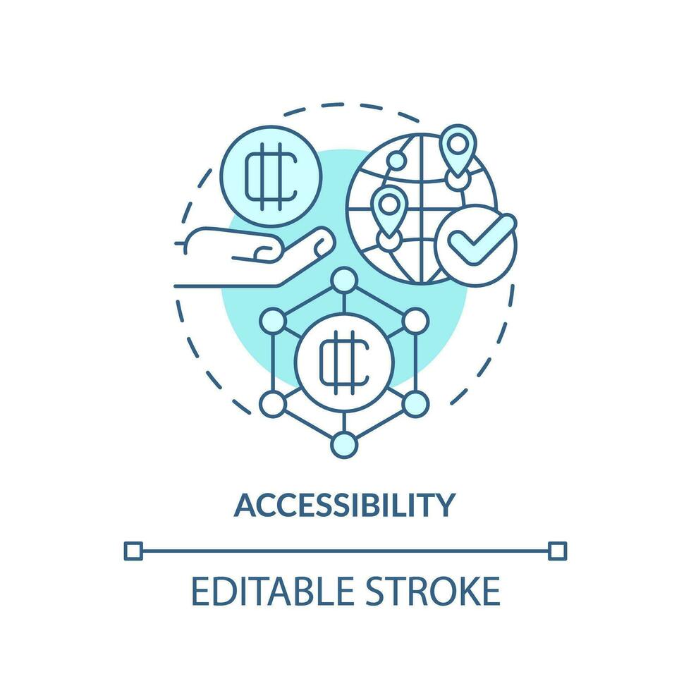 2d modificabile accessibilità magro linea icona concetto, isolato vettore, blu illustrazione che rappresentano digitale moneta. vettore