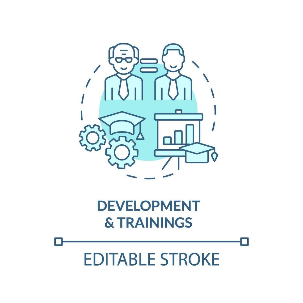 2d modificabile sviluppo e corsi di formazione magro linea icona concetto, isolato vettore, blu illustrazione che rappresentano inpensione. vettore