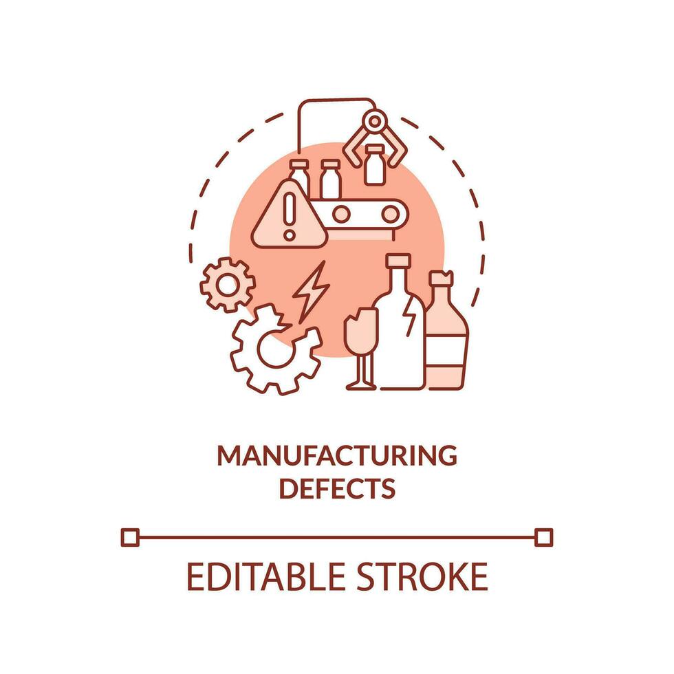 2d modificabile produzione difetti magro linea icona concetto, isolato vettore, rosso illustrazione che rappresentano Prodotto responsabilità. vettore