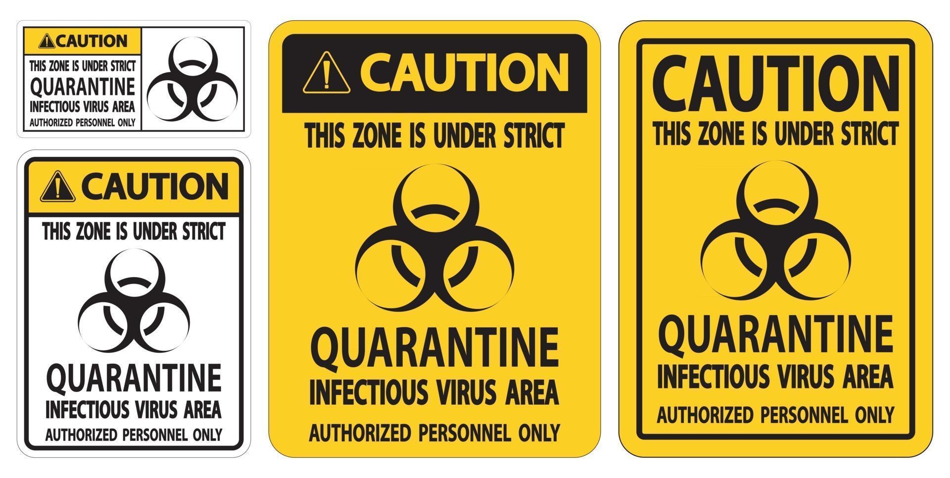 attenzione quarantena virus infettivo area segno isolare su sfondo bianco, illustrazione vettoriale eps.10