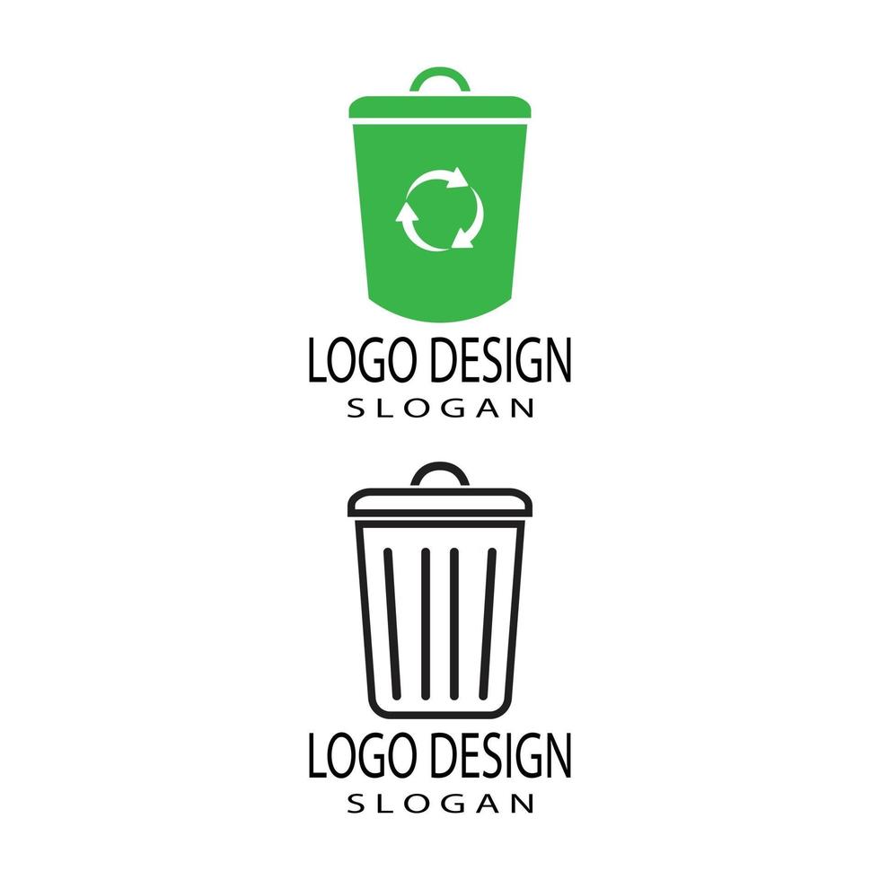 simbolo e modello di disegno di vettore dell'icona del cestino della spazzatura