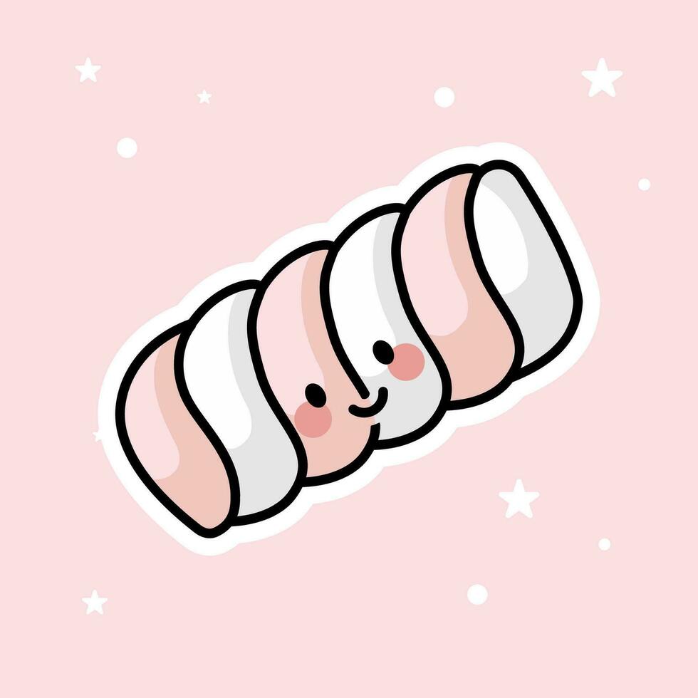 carino kawaii marshmallow è isolato su un' rosa sfondo vettore