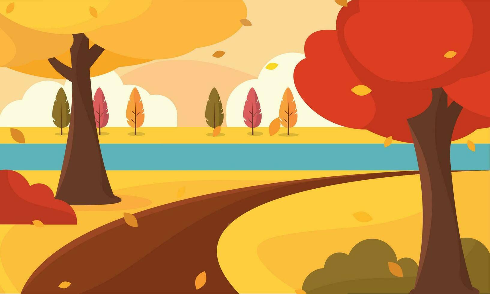 colorato di stagione autunno paesaggio scenario vettore