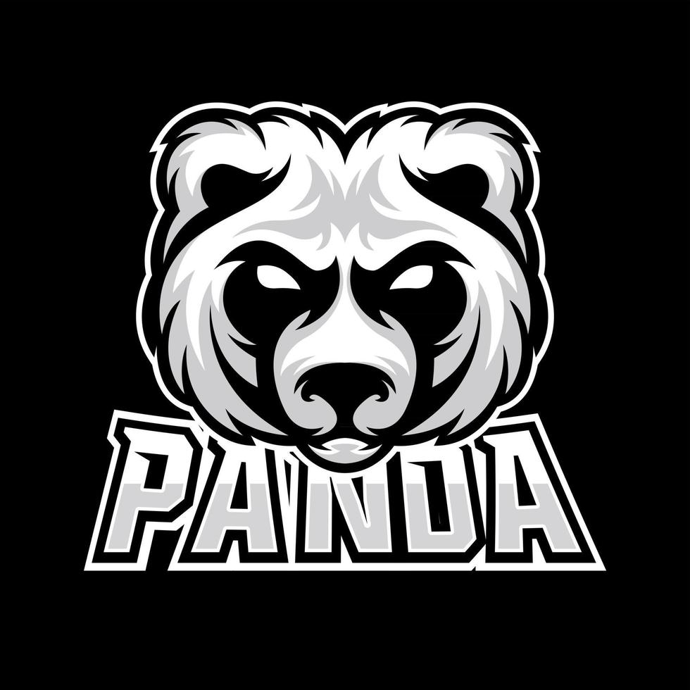 modello di logo della mascotte di gioco esport dell'orso panda vettore