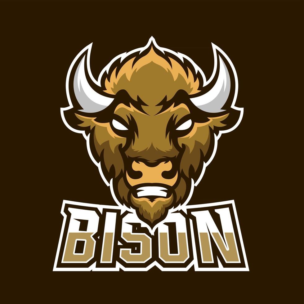 modello di logo della mascotte di gioco di bisonte esport vettore