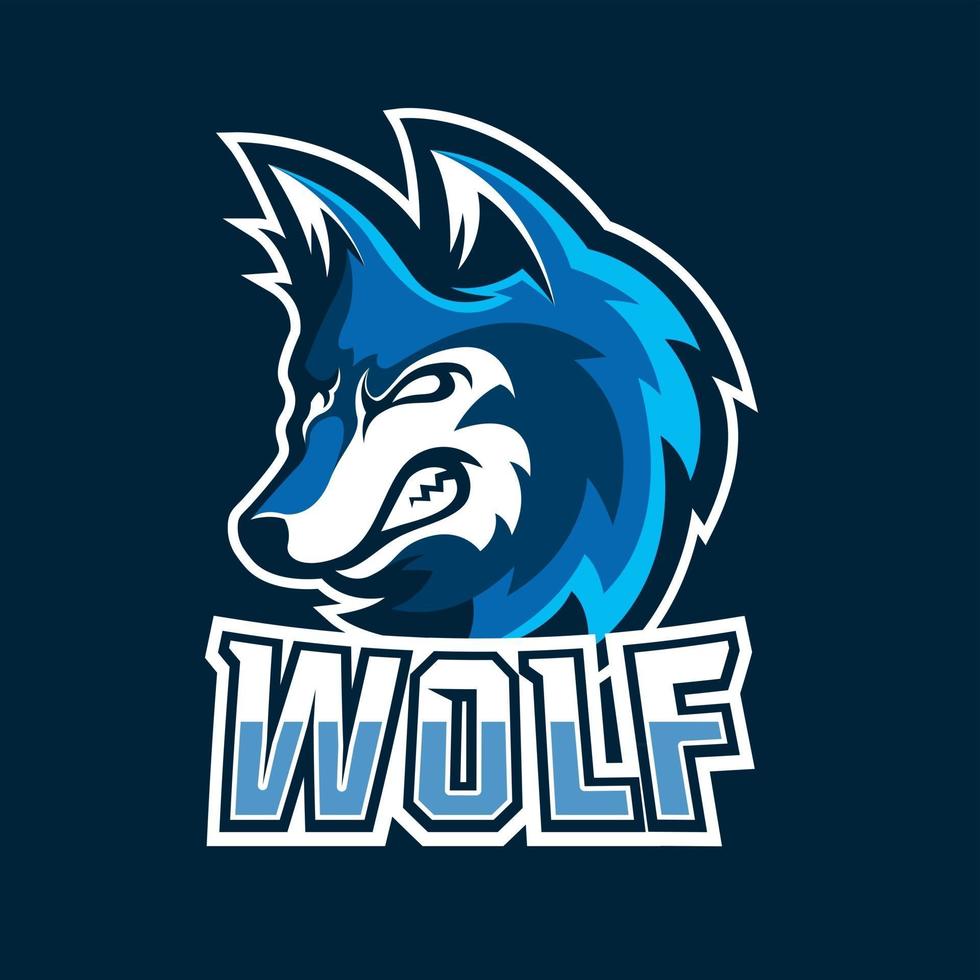 modello di logo della mascotte di gioco di esportazione di lupo vettore