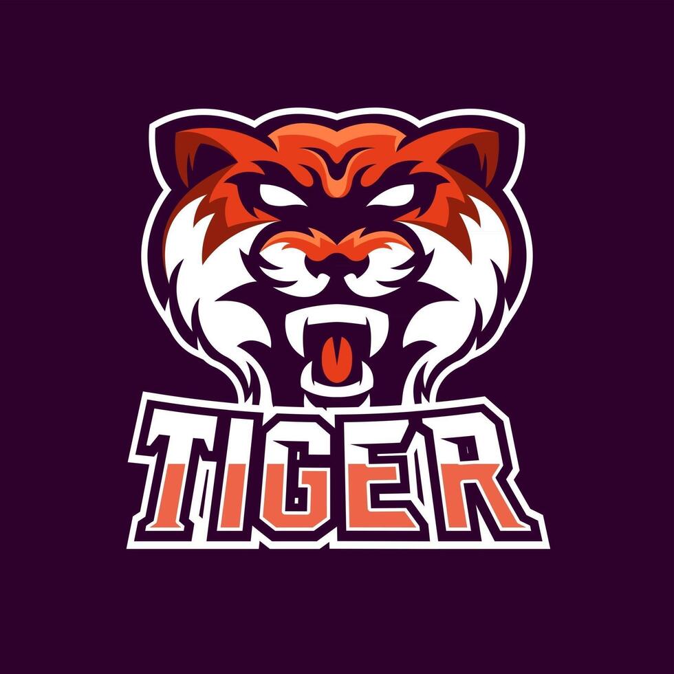 modello di logo della mascotte di gioco di esportazione della tigre vettore